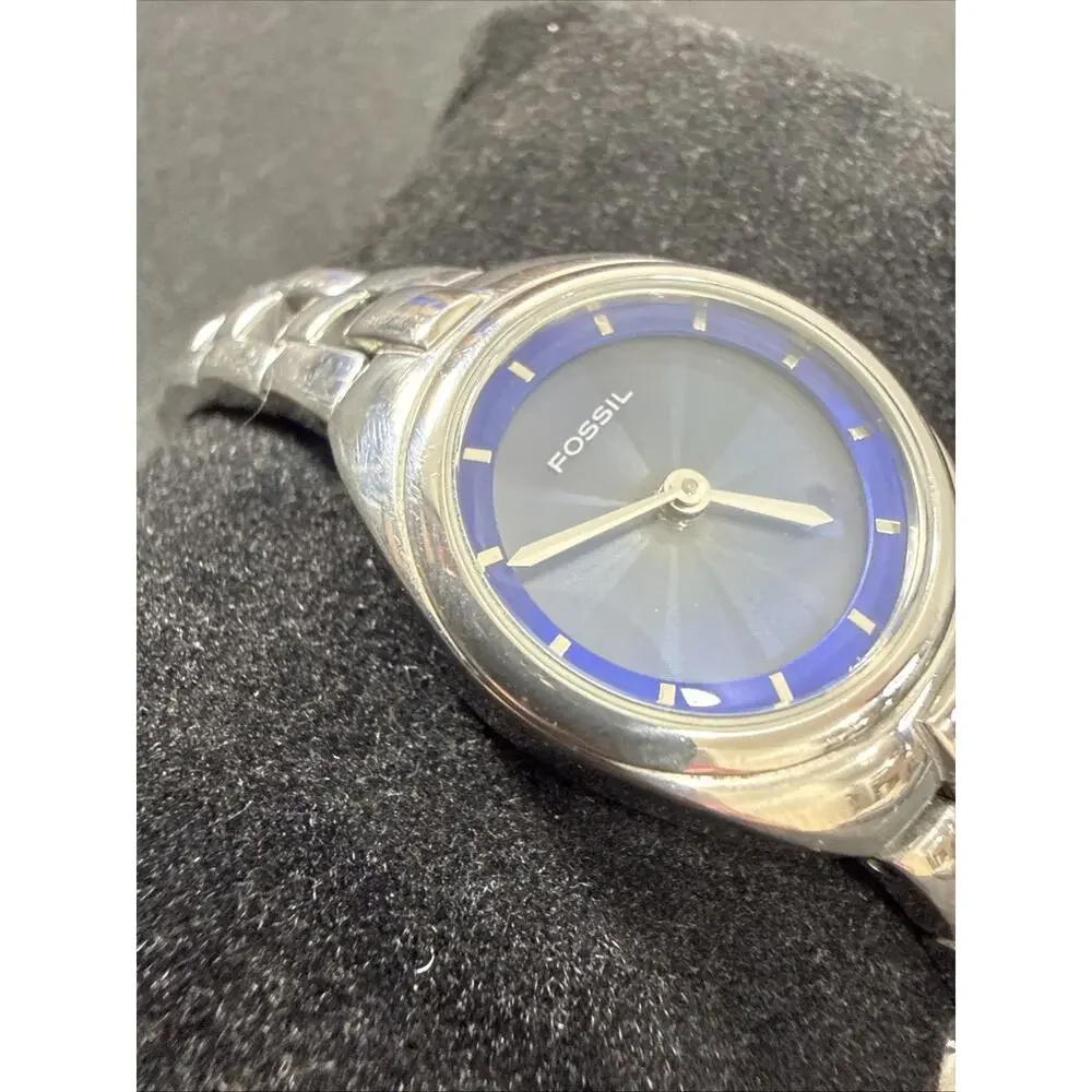 Women’s Fossil Big Tic Blue/Green ES9570 New Batteries 5.75” Band 24mm Case (G1)